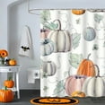 thumbnail image 6 of hengsof Fall Pumpkins Maple Leaf Shower Curtain, Autumn Leaves Harvest Thanksgiving Farmhouse Watercolor Seasonal Bathroom Curtain Punch-free, 6 of 6