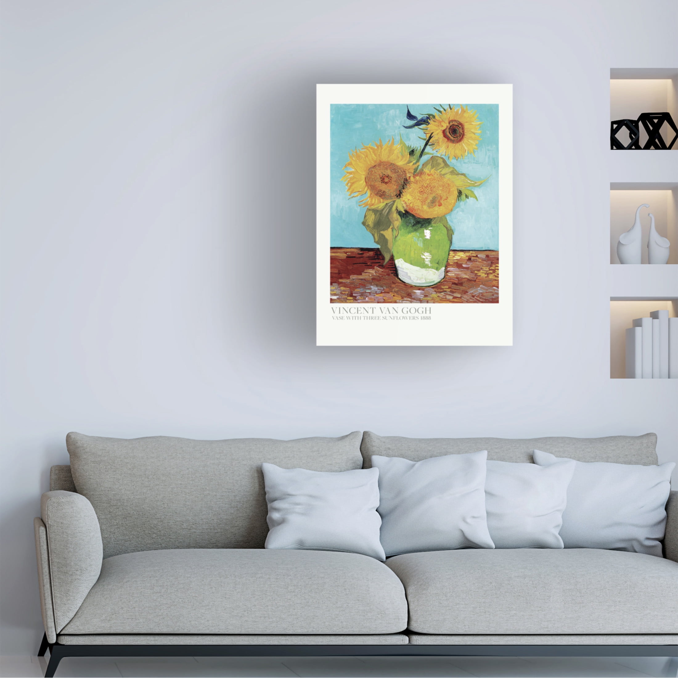 Trademark Fine Art Pictufy Vase With Three Sunflowers Canvas Wall Art