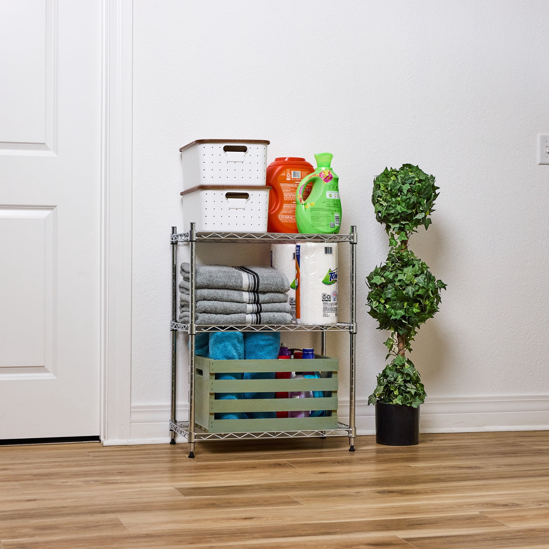WorkPro 3-Tier Chrome Slim Wire Shelving