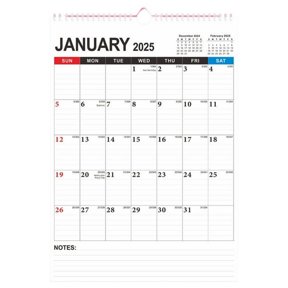 WMGHA 2025 Calendar, 16 Months Calendar, 12" x 17", Twin-Wire Binding, 16 Monthly Large Hanging Calendar with Thick Paper with Julian Dates for Home & Office, Seasonal