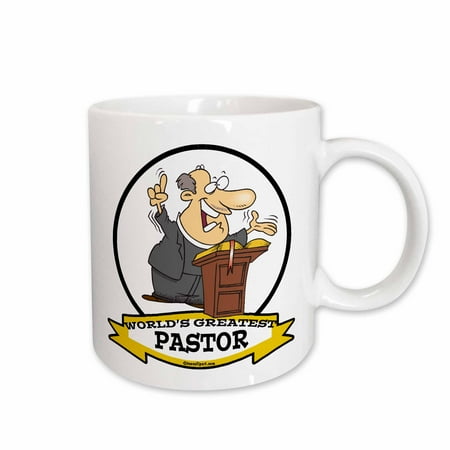 

3dRose Funny Worlds Greatest Pastor Men Cartoon Ceramic Mug 15-ounce