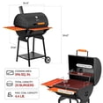 thumbnail image 4 of Royal Gourmet CC2024 24-inch Charcoal BBQ Grill with Wooden Front Shelf & Side Shelf, 4 of 11