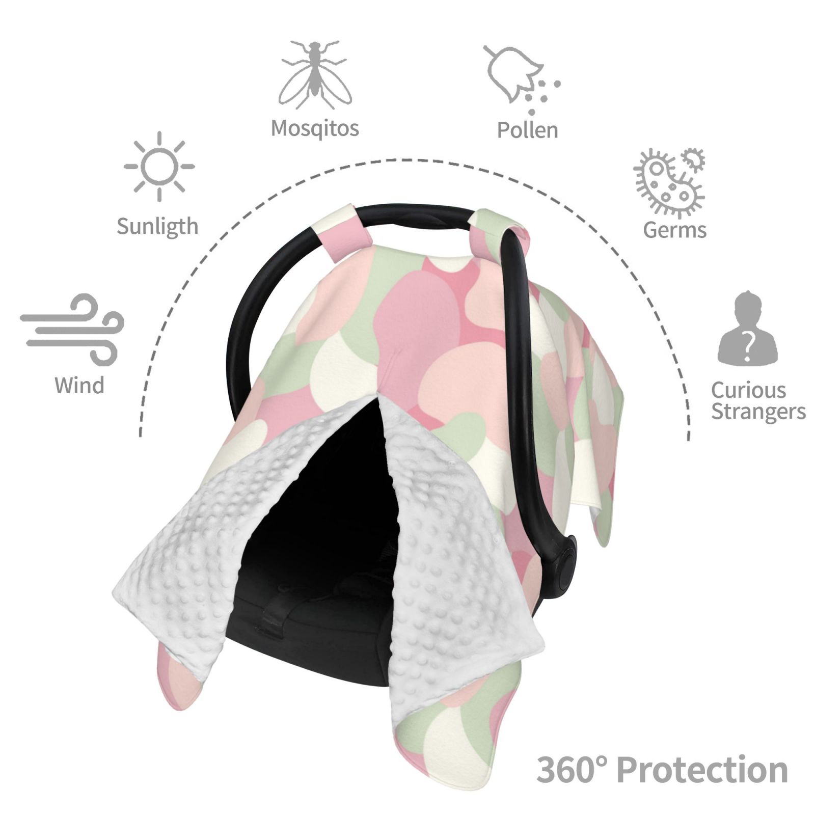 Car Seat Cover Baby - Abstract Pink Purple Camouflage Breathable Infant Car Seat Cover for Baby Carseat, Lightweight Comfort Baby Essentials Must Haves Newborn Stuff for Girl Boy
