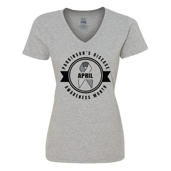 Inktastic April Parkinsons Disease Awareness Month Badge Women's V-Neck T-Shirt