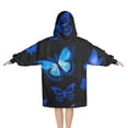 thumbnail image 2 of Black Blue Butterfly Pattern Blanket Hoodies for Kids 6-13YR Oversize Wearable Blanket Hoodies for Boys Girls Teens, 2 of 7