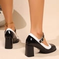 thumbnail image 6 of Miluxas Mary Jane Heels with Arch Support, Closed Square Toe Chunky Pumps for Women, Comfortable Block Heel Dress Shoes Black 6(37), 6 of 9