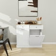 thumbnail image 4 of Danolapsi Double Tilt Out Trash Cabinet 20 Gallon With 2 Hideaway Trash Can Compartments, Recycling Cabinet With 2 Drawers, Wood Tabletop For Kitchen Laundry, 4 of 9
