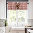 thumbnail image 3 of Star Plaid Kitchen Curtains, Vintage American Country Berry Red Brown 3-Piece Kitchen Curtain Valance and Tiers Set 24 Inch Length, Rod Pocket Half Window Curtains for Cafe Living Room Bathroom, 3 of 6