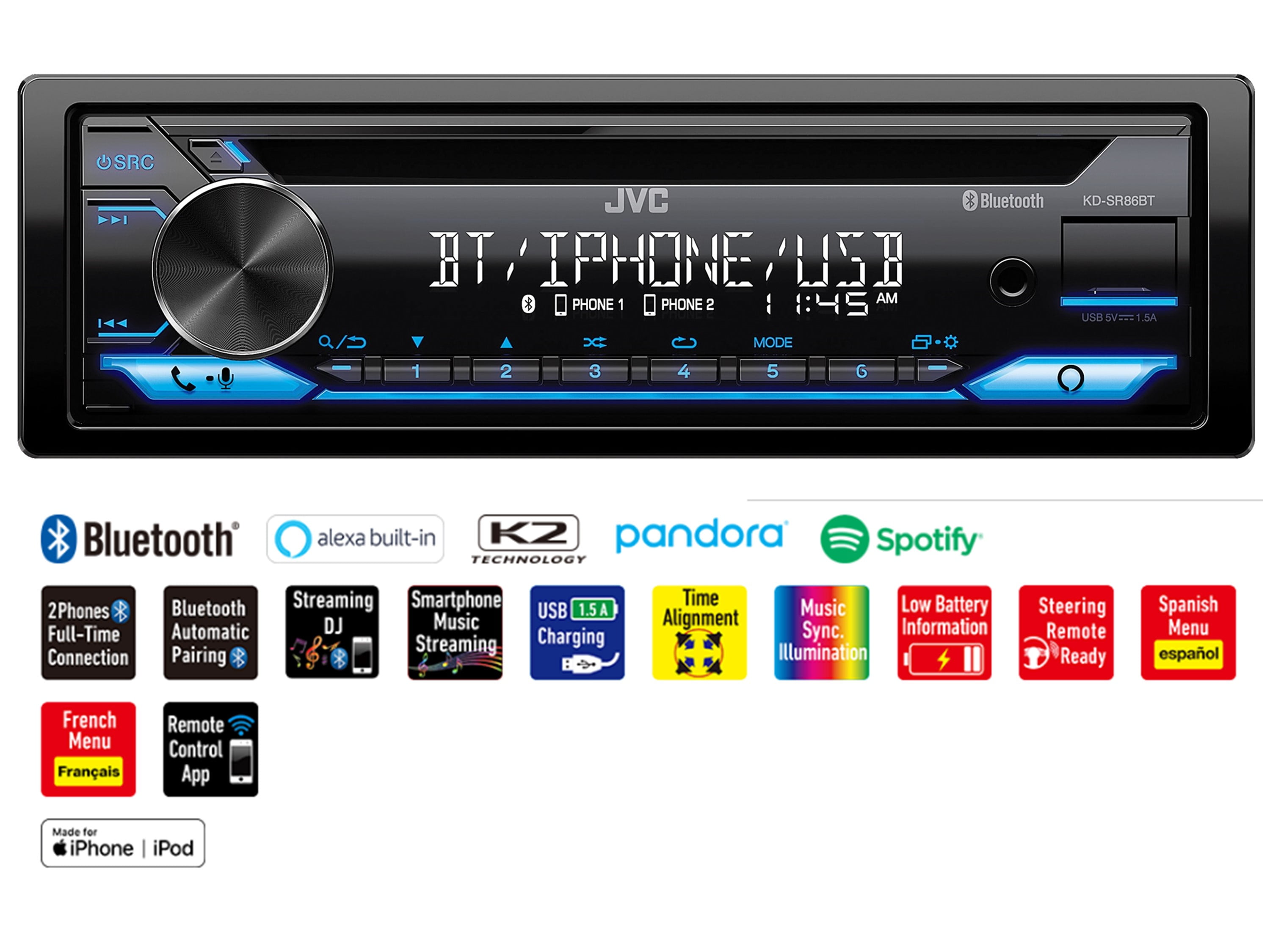 car cd player with bluetooth and dab radio