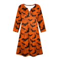 thumbnail image 5 of WTOBBY Women's Fashionable V-Neck Halloween Printed Dress with Button Detail and 3/4 Sleeve Pockets - Stylish and Functional Dress for Women,Ginger XL, 5 of 6