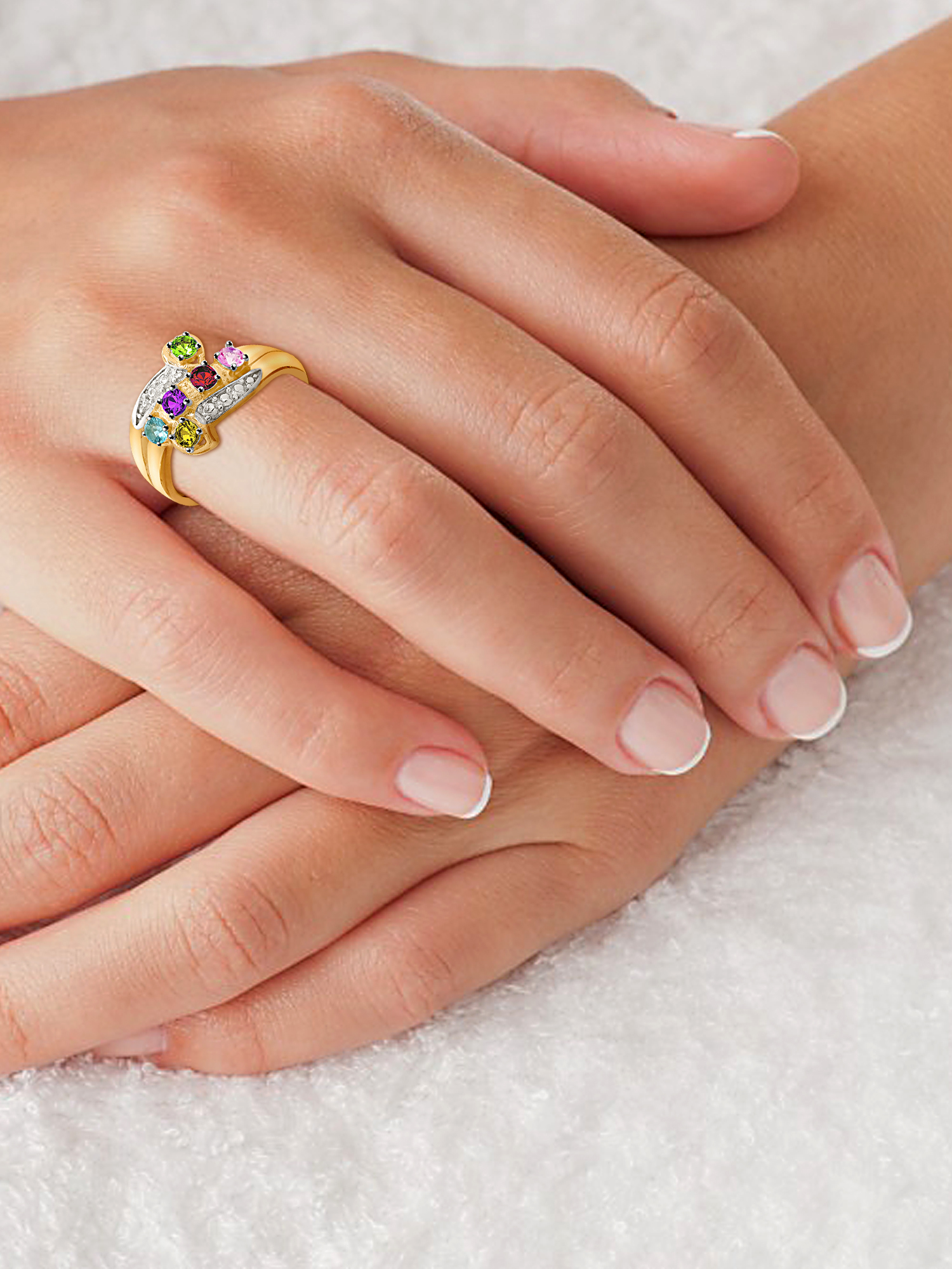 Laser Engraved Family Ring with Up to Five Birthstones