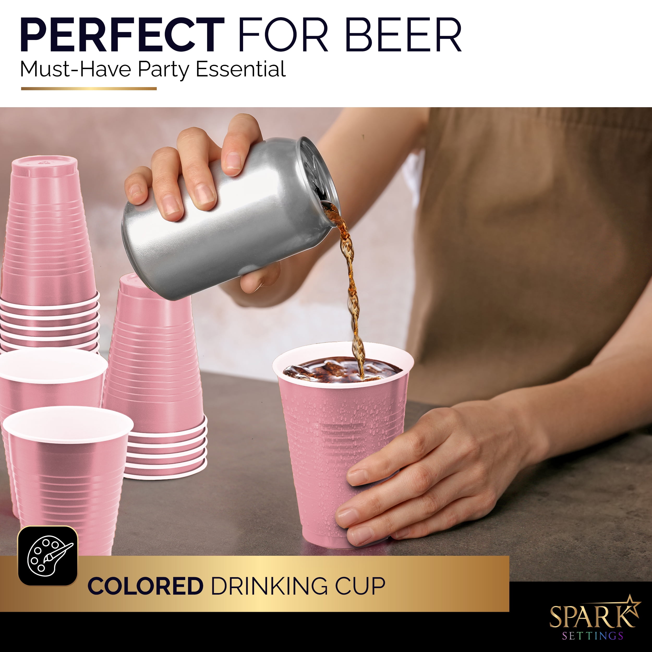 DecorRack Party Cups 12 fl oz Reusable Disposable Cups (Pink