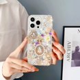 thumbnail image 3 of Decase case For iPhone XR,3D Luxury Handmade Girls Phone Case Pearl Pendant Sparkle Shinning Flower Rhinestone Crystal Diamond Cover Case, silver, 3 of 3