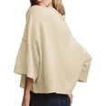 thumbnail image 4 of Short Sleeved Solid Color Women Casual Crewneck Knit Crop Sweater Tops, 4 of 5