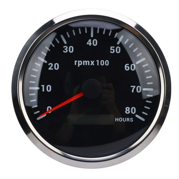 110mm 4-3/8in Boats Tachometer 7 Color Backlight DC 9-32V 8000RPM Gauge with Hour Meter For Yacht RV Boat Truck