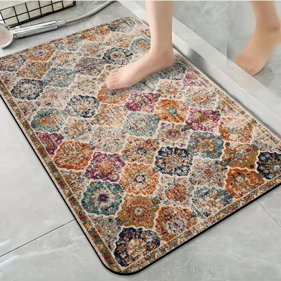 1pc Color Distressed Bathroom Rug Bathroom Decor and Accessories- Durable,Anti Slip,And Quick Drying,Suitable For Indoor/outdoor Use - Perfect For Bathrooms,Bedrooms,Kitchens