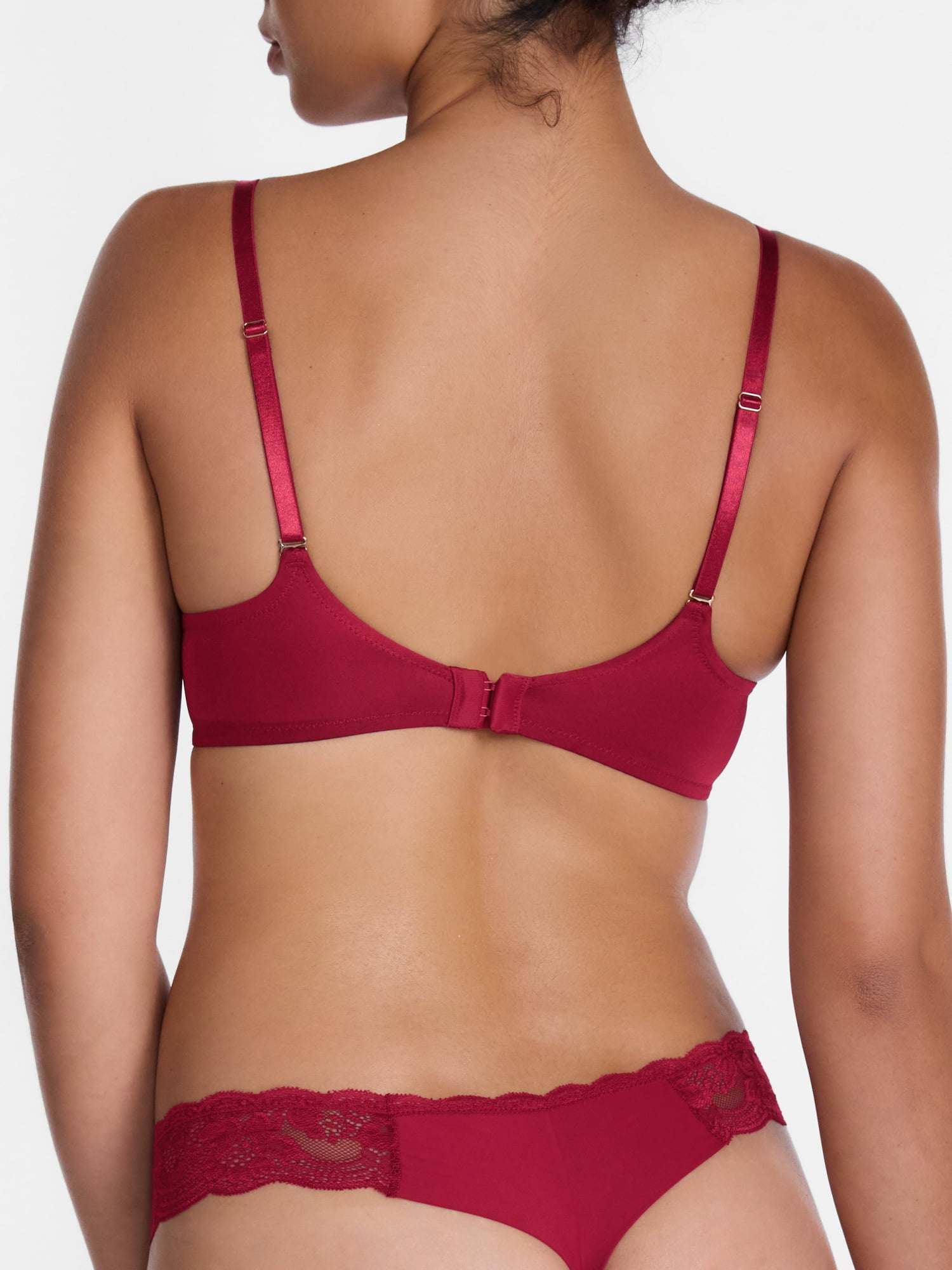 Joyspun Women's Microfiber and Lace Thong Panties, 3-pack, Sizes to 3XL