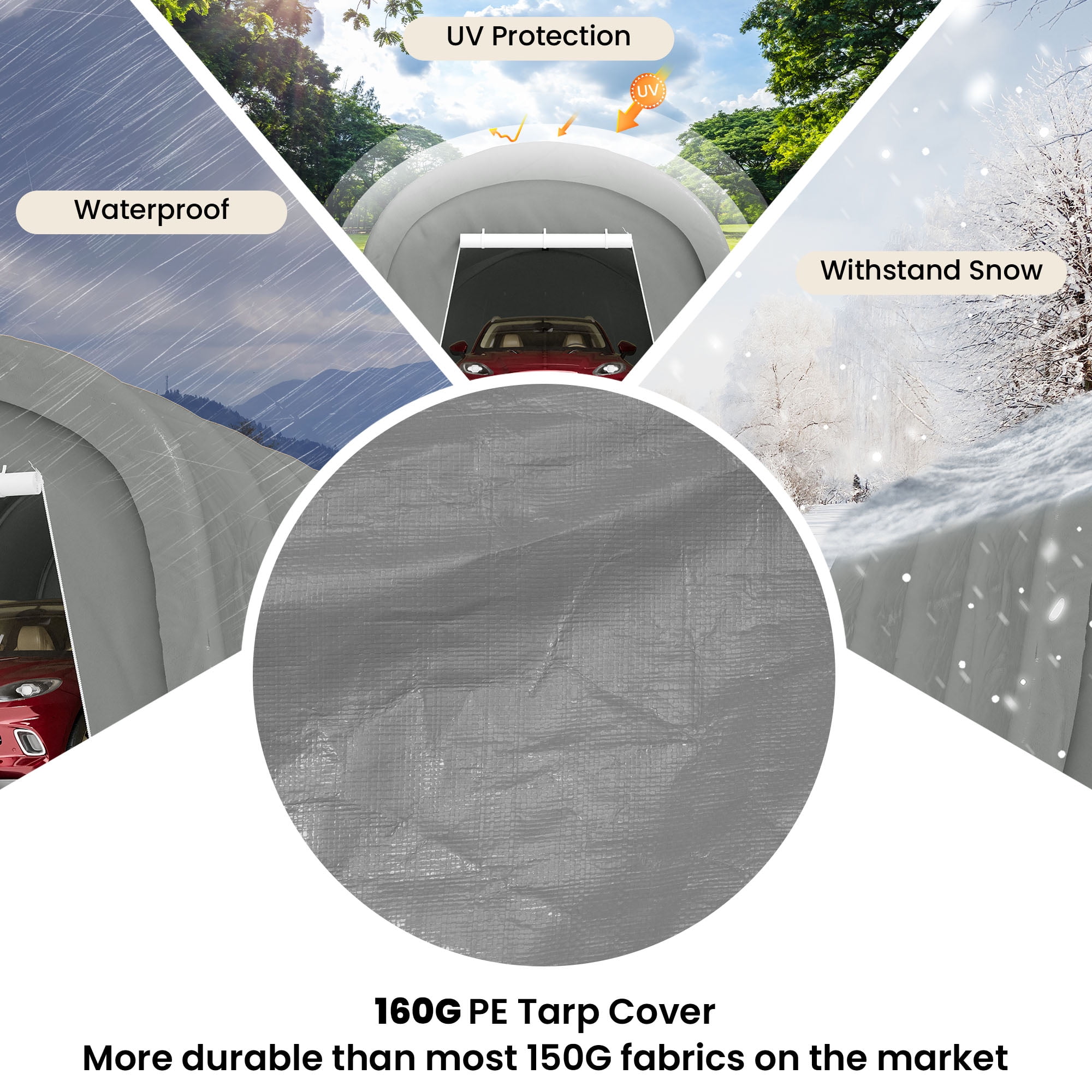 VENTOPYR 10'x20'Heavy Duty Carport ,Portable Outdoor Canopy Garage with Waterproof PE Roof and Steel Frame