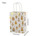 thumbnail image 3 of Honmine Christmas Gift Bags Santa Claus, White Gold Snowflake Printed Tote, Holiday Party Candy Packaging, 12pcs Paper Bags for Seasonal Gifts, 3 of 6