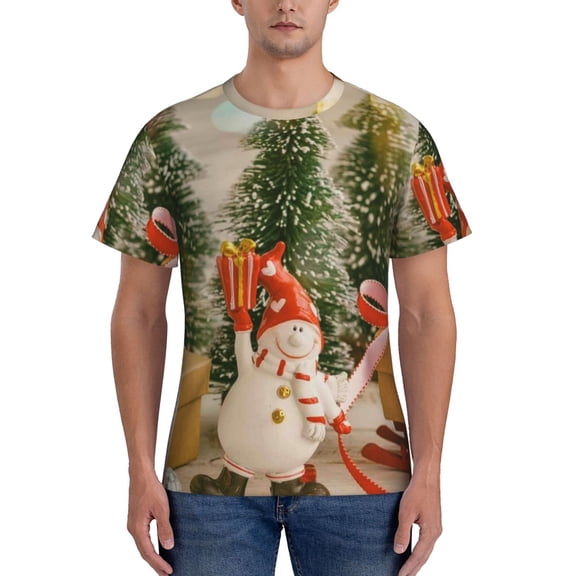 Vsdgher Holiday Christmas Stars Print Men's Dry Fit Mesh Athletic Shirts Moisture Wicking Tennis T-Shirt Tops