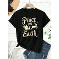 thumbnail image 3 of Christmas Peace On Earth Santa Sleigh Reindeer Print Holiday Party Wear Black Graphic T-Shirt for Men and Women ,Tops Tee, 3 of 4