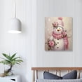 thumbnail image 3 of Creowell Snowman Wall Art Pink Snowman Prints Snowflake Posters Vintage Snowman Prints Winter Scene Pictures Winter Snow Scene Canvas Wall Art Poster Snow Scene Painting Christmas Room Decor 16x20 In, 3 of 3