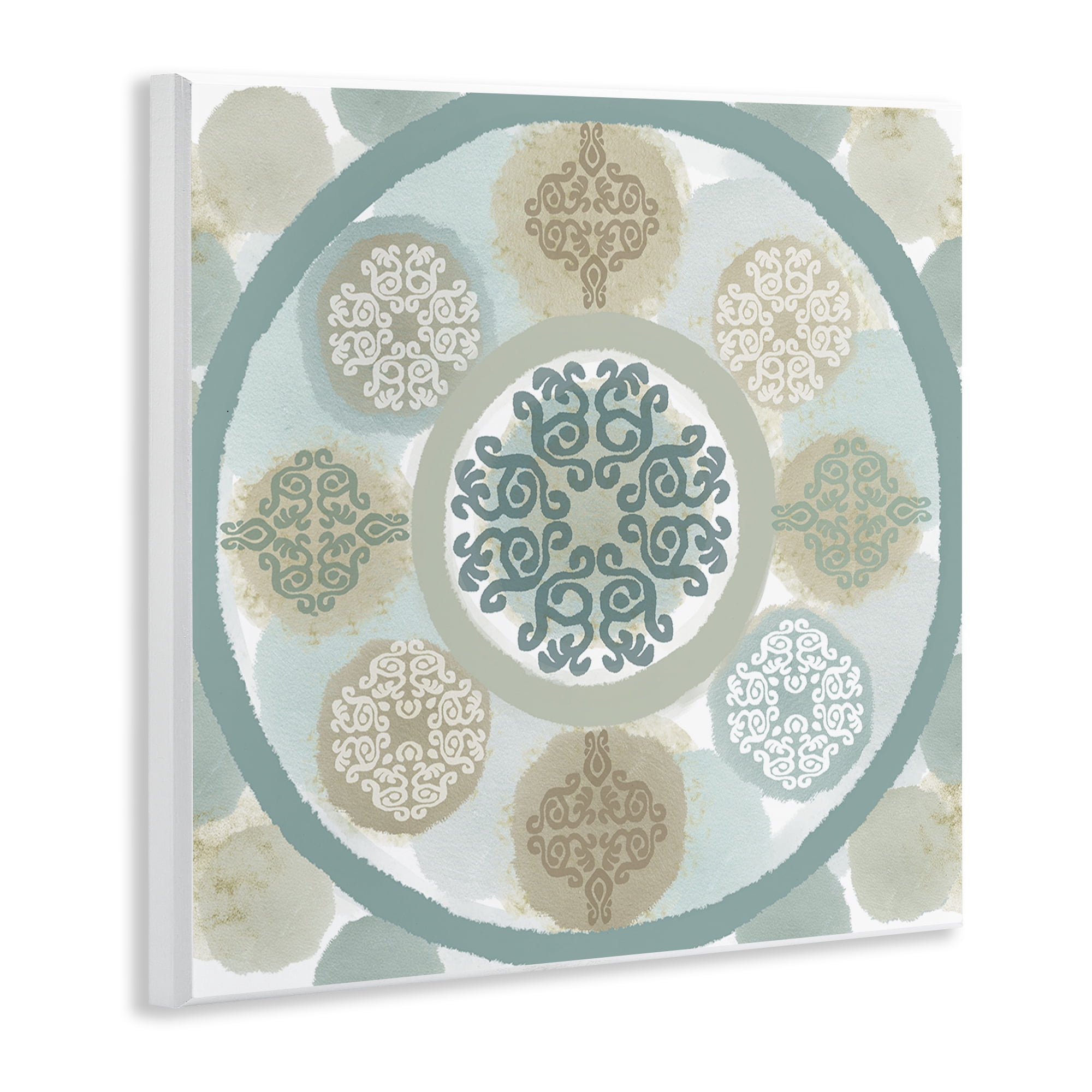 Stupell Industries Mint Mandala Fractals Abstract Painting Unframed Art Print Wall Art, 12 x 12