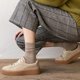 thumbnail image 2 of 1 par de calcetines de mujer de tubo medio sin olor, retro, color sólido, alta elasticidad, antideslizantes, transpirables, suaves, absorbentes del sudor, antiencogimiento, calcetines deportivos de, 2 of 8