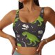 thumbnail image 1 of Balery Dinosaur Skeleton Sujetadores deportivos con espalda cruzada para mujer, acolchados, sin costuras, de alto impacto, ideales para yoga, gimnasio, entrenamiento y fitness.-Small, 1 of 8