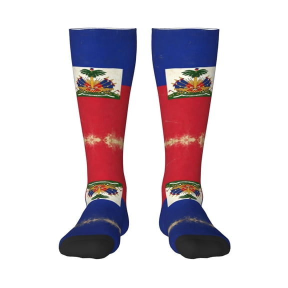 Women's Knee High Socks Haitian Flag Pattern Thermal Soft Knee Long Socks