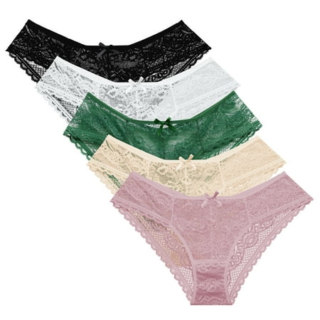 Lace Panties for Women Ultra Thin Sexy Lace Underwear Briefs 5-Pack ...
