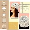 thumbnail image 2 of Crochet Slouchy Beanie Hat Fall Handmade Knit Floral Skull Cap Cotton Cutout Summer Hats for Women Lightweight Knitted, 2 of 6