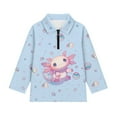 thumbnail image 4 of Psesaysky Girls Long Sleeve Sweatshirts Size 8-9 Years Quarter Zip Pullover Tops Cute Axolotl Bubbles Print Shirts for Kids Teens Athletic Winter Jacket, 4 of 6