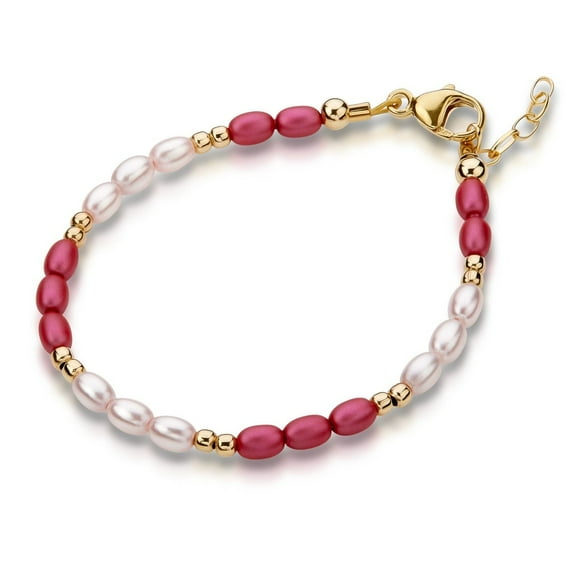 Newborn child mulberry and Pink Rice Pearl Bracelet, communion keepsake gift (B1928-MV)