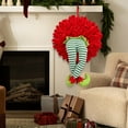 thumbnail image 4 of Funny Christmas Elf Leg Wreath with Plush Stuffed Legs, Festive Hanging Ornament for Door Wall Mantle and Xmas Tree Decorations, Holiday Party Decoration for Home Office Window, 4 of 4