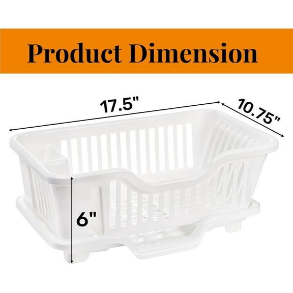 2-Piece Heavy Duty Plastic Dish Drying Rack with Drainboard and Utensil Holders for Kitchen Counter