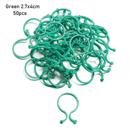 20/50/100PCS Plastic Garden Supplies Tomato Rattan Fixed Bundled Ring Botany Stem Supports Plant Vine Holder Trellis Clip Gardening Buckles 50PCS GREEN 2.7X4CM