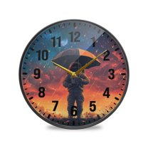 Yayeee Wall Clock Battery Operated 9.5" Silent Non-Ticking for Living Room, Astronaut at Dawn