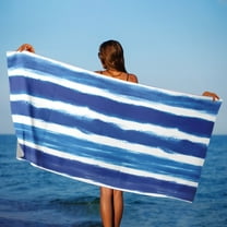 Litrail Oversized Striped Beach Towel for Adults - 150x75cm Polyester Quick Dry, Sand-Resistant, Machine Washable Unisex Pool Travel Camping Towel
