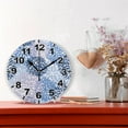 thumbnail image 2 of Blue Grey and Navy Chrysanthemum Flowers Round Wall Clock, Battery Operated Silent Non Ticking Desk Clock for Home Bedroom Kitchen Office School Wall Clock 9.9 Inch Home Decor, 2 of 6