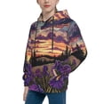 thumbnail image 2 of Honeii Starry Night Purple Irises Pattern Long-Sleeve Hooded Sweatshirt Pullover Hoodie for Boys and Grils-X-Large, 2 of 6