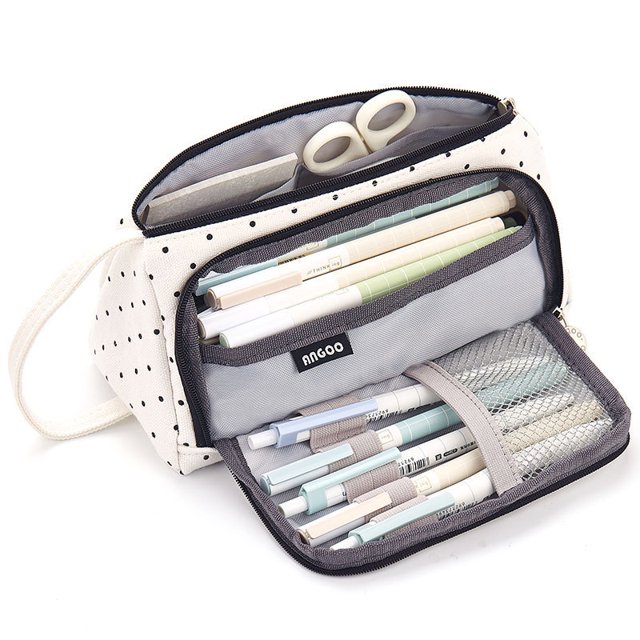 Large Capacity Colored Canvas Storage Pouch Marker Pen Pencil Case Simple Stationery Bag Holder For Middle High School Office College Student Girl Women Adult Teen Gift