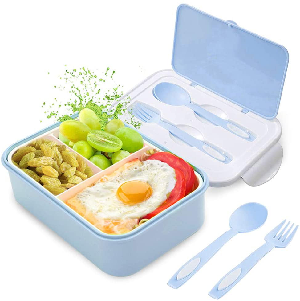 1400 ml Leakproof Bento Box with 3 Compartments and Cutlery Lunch Containers Pink-A Dishwasher/FDA Approved/BPA Free. Kids Lunch Box Bento Lunch Box 