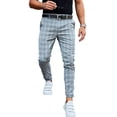 thumbnail image 1 of Pantalones casuales para hombre Pantalones a cuadros para hombre Pantalones ajustados elásticos para hombre Estos pantalones chinos casuales son ajustados, 1 of 5