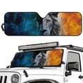 thumbnail image 2 of FUIALDOLG Lion Ice&Fire Windshield Sun Shade, Cute Shade Heat Shield Foldable, Block UV Rays, 52.95x16.14 inch, Compatible with Car SUV Off-road Vehicle, 2 of 7