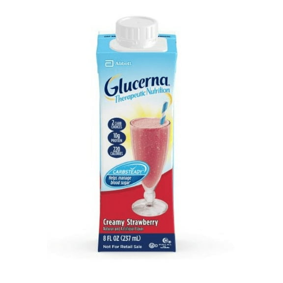 Glucerna Therapeutic Nutrition Shake Institutional Carton, Strawberry, 8 oz, 1 Bottle