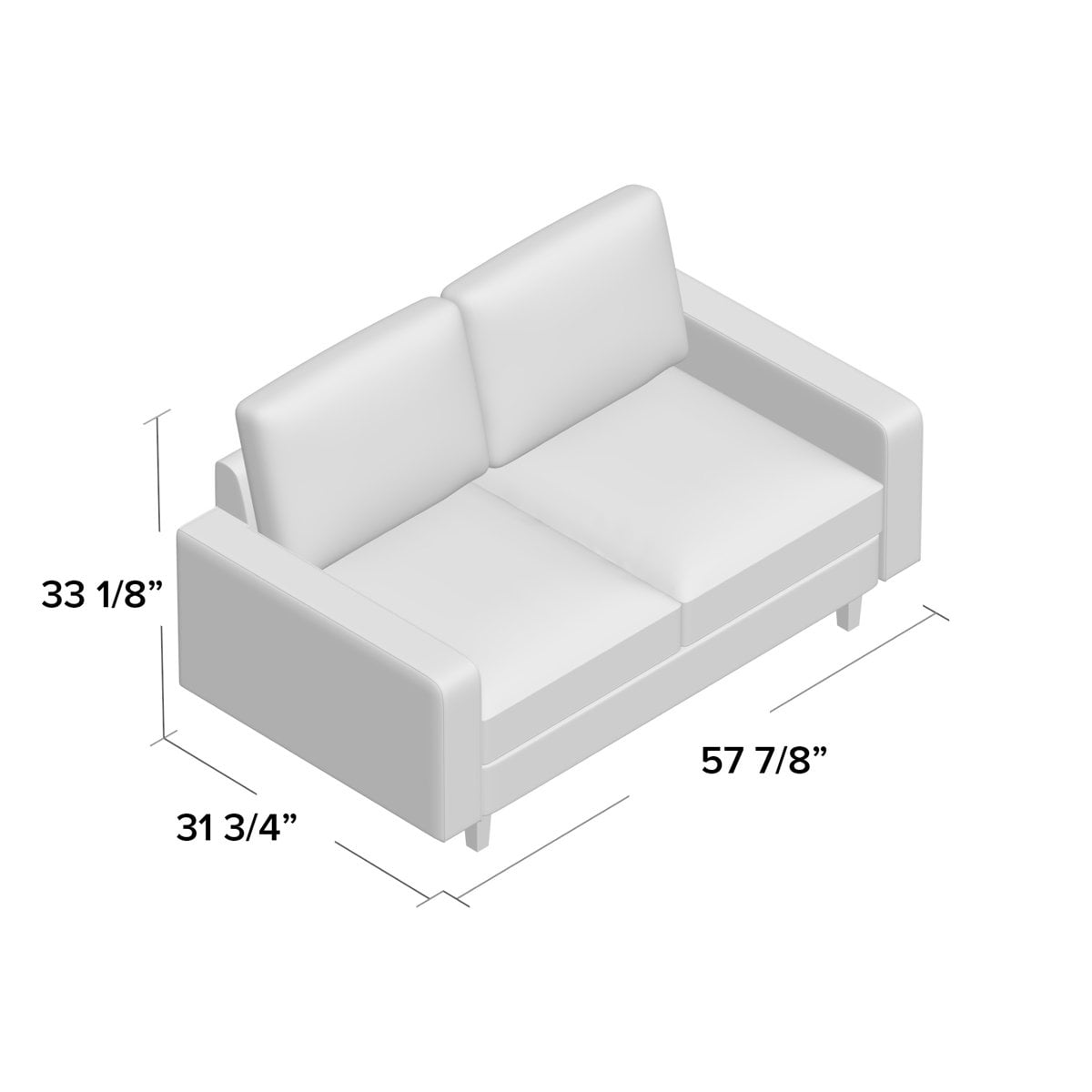 US Pride 57.9" Square Arm Loveseat