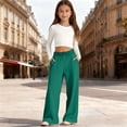 thumbnail image 2 of shoper Girls Oversized Wide Leg Sweatpants Athletic Joggers Drawstring Waist and Pockets Kids Baggy Straight Leg Track Pants Green, 2 of 6