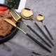 thumbnail image 5 of ZHAOCHENG Vajilla de acero inoxidable de lujo, juego de vajilla dorada de 24 piezas, cuchillo, tenedor, cuchara, apto para lavavajillas, juego de cubiertos para el hogar, cubiertos de lujo, oro rojo, 5 of 5