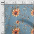 thumbnail image 1 of oneOone Cotton Silk Grayish Blue Fabric Flower & Leaves Watercolor Quilting Supplies Print Sewing Fabric By The Yard 42 Inch Wide, 1 of 4
